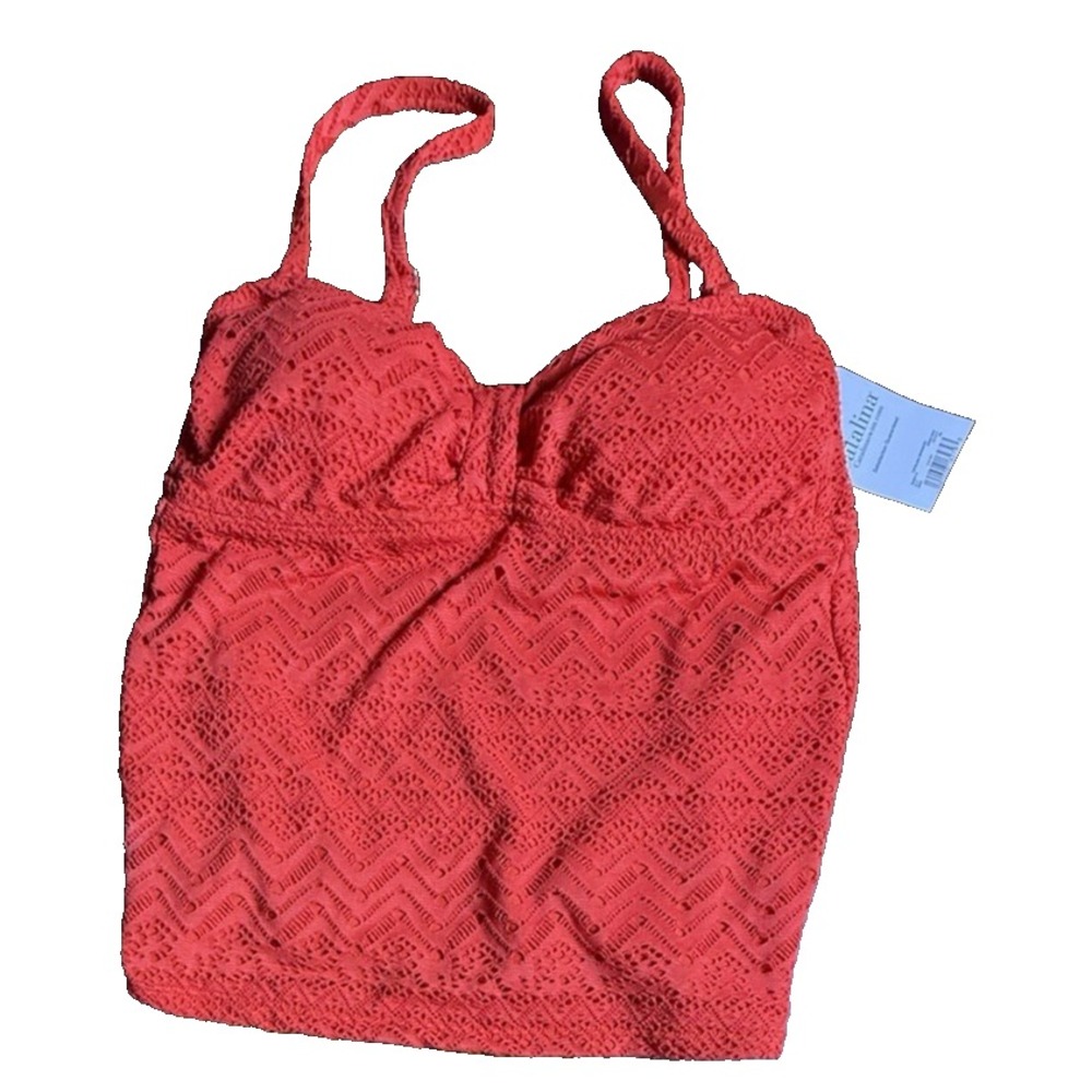 Catalina Tankini Swim Top Adjustable Red Crochet Boho, NWT- 774